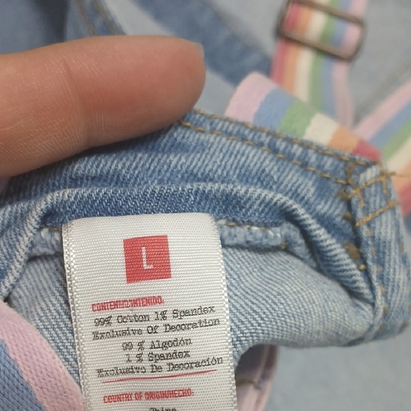 Womens  Overalls with Rainbow Straps, Sz L, pre-owned, Good Conditions - Picture 4 of 7